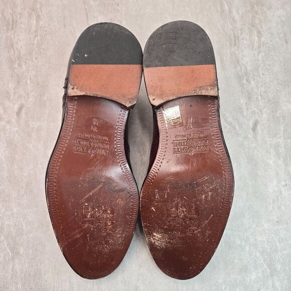 Wingtip Oxford Dress Shoes Mens Sz 10 Red Leather Preppy Lace Up Brogue Loafers - Picture 7 of 12